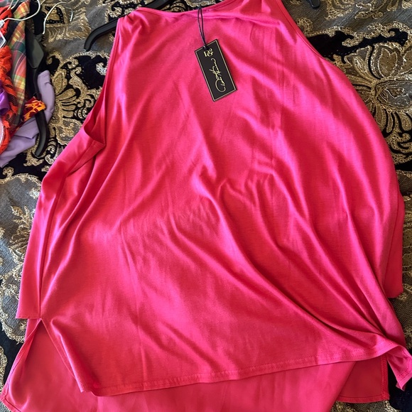DG2 by Diane Gilman Pink Asymmetrical Tiered Tank Top - Picture 10 of 10